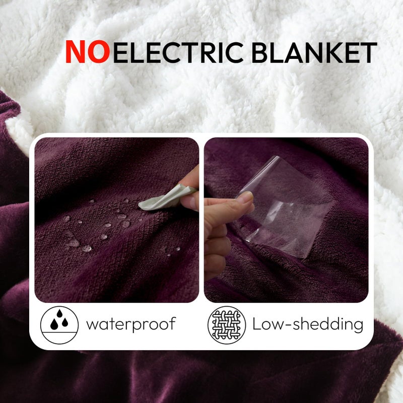 نانبايبر Nanpiper Sherpa بطانية Super Super Fuzzy Flannel Fleece/Wool مثل مخملية عكسية أفخم الأريكة بطانية خفيفة الوزن دافئ لفصل الشتاء (الحجم 50 "" x60 "الأرجواني) - Image 4