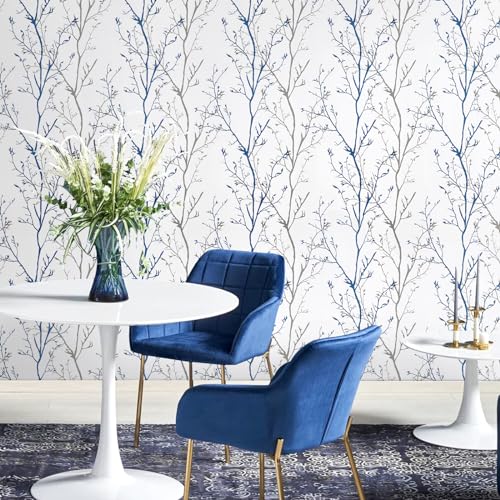 Melwod Grey Blue Tree Branches Peel and Stick Contact Paper 17.7" x 197" Modern Tree Branch Removable Wallpaper Natural Wall Paper Self-Adhesive Vinyl for Drawer Liner Furniture Crafts Accent Walls - Image 5