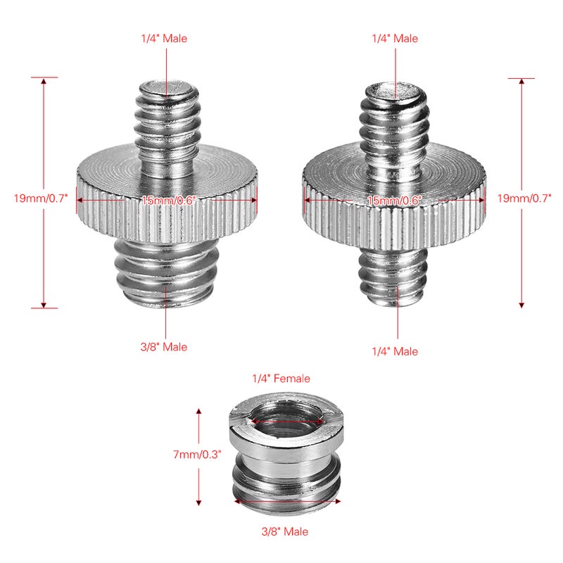 محول طابورة مقوسة من 1/4"-20 إلى 3/8"-16، مجموعة تثبيت مقوسات (مثبت بطانة انكمام أنثوي مصبوب) لخلية الكاميرا والسيقان الواحدة لركوب الكاميرا ورأس الكرة وقاعدة ضوء الفلاش ورف الكتف - Image 3