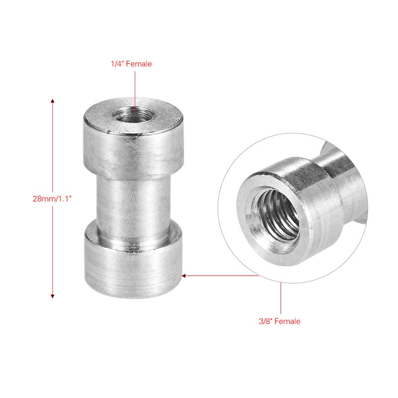 محول طابورة مقوسة من 1/4"-20 إلى 3/8"-16، مجموعة تثبيت مقوسات (مثبت بطانة انكمام أنثوي مصبوب) لخلية الكاميرا والسيقان الواحدة لركوب الكاميرا ورأس الكرة وقاعدة ضوء الفلاش ورف الكتف - Image 2