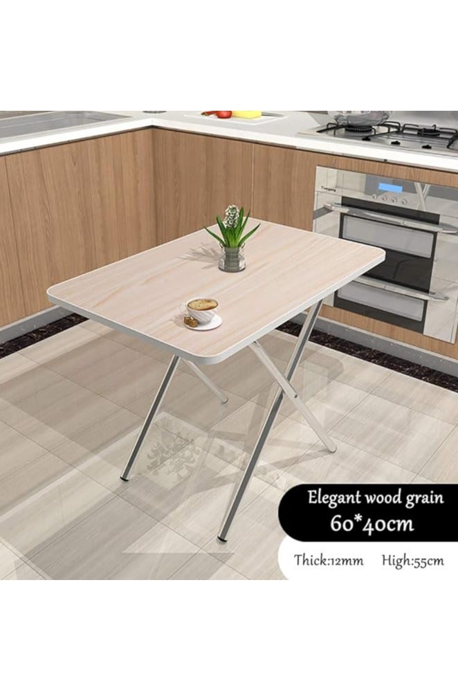 Generic Foldable Table, Portable Camping Table Wooden Square Desk Simple Design, Multifunctional Folding Table Lunch Table, Space Saving Stable and Durable, for Camping Dining Garden Picnic Coffee (Beige 60*40cm)  - Image 2
