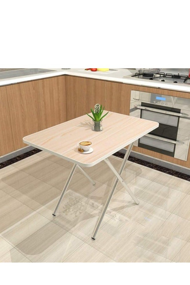 Generic Foldable Table, Portable Camping Table Wooden Square Desk Simple Design, Multifunctional Folding Table Lunch Table, Space Saving Stable and Durable, for Camping Dining Garden Picnic Coffee (Beige 60*40cm)  - Image 3