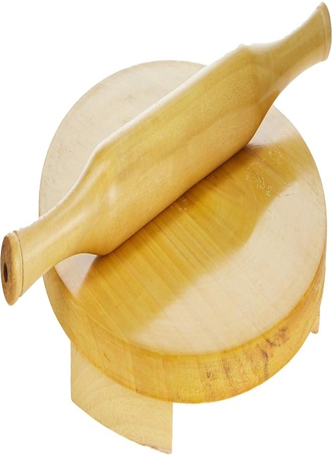 AKDC - Raj Wooden Rolling Pin And Board Set, 10 Inch , Wooden, Wcb010,Chakla Belan, Roti Roller, Chapati Maker, Roti Maker, Tortilla Roller - Image 1