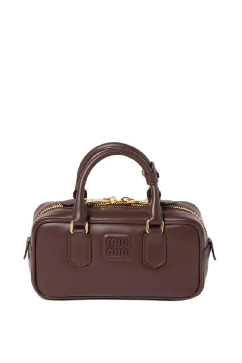 مياو مياو حقيبة يد نسائية من الجلد MIU Arcadie مع حزام كتف ومقبض علوي - Image 1