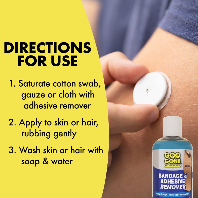 Goo Gone مزيل لاصق الضمادات من غو غون - 8 أونصات - طريقة آمنة لإزالة شريط الرياضة، شريط KT، الوشوم المؤقتة، الحبر، الضمادات الطبية والمزيد - Image 5