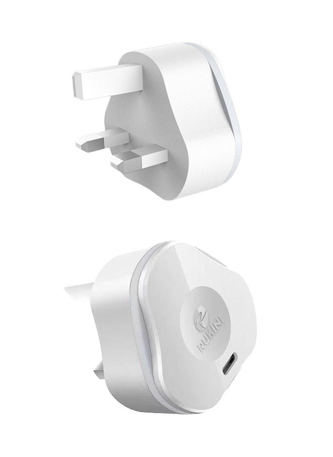 RUKINI Rokini 25W PD wall charger - smart safety and fast charging feature - white color 