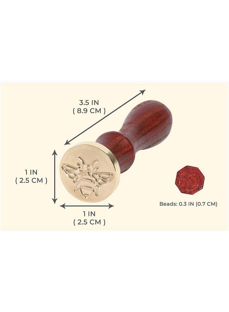 Wax Seal Stamp Set, 6 Pieces Romantic Rose Heart Flower Sealing Wax Stamps Gift Kit with Brass Head Wooden Handle - Image 3