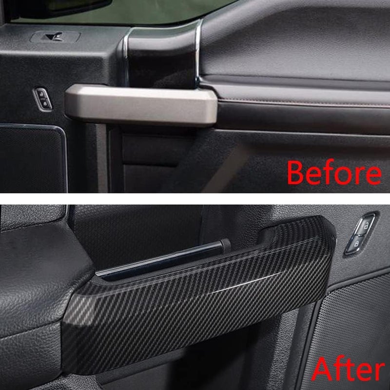 Keptrim for F-150 ABS Carbon Fiber Inner Door Handles Cover Trim for Ford F150 2015 2016 2017 2018 2019 2020 (4pcs) - Image 2