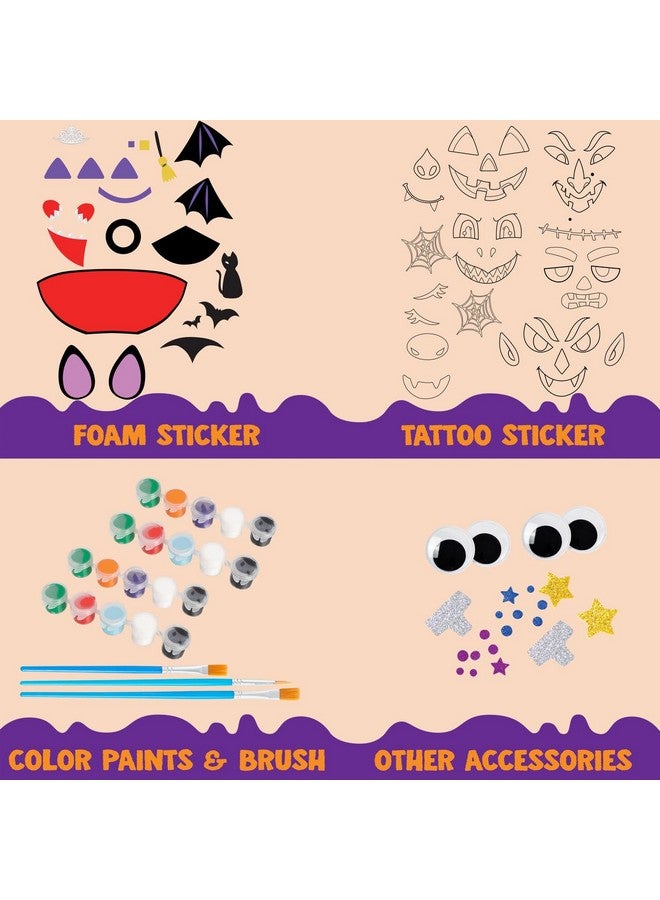 JOYIN مجموعة تزيين اليقطين لعيد الهالوين من كليفر كيتس، مجموعات طلاء عيد الهالوين كهدية للحفلات للأطفال، مستلزمات الحفلات والفنون والحرف، زينة اليقطين الملونة افعلها بنفسك، ألعاب الأنشطة المدرسية - Image 3
