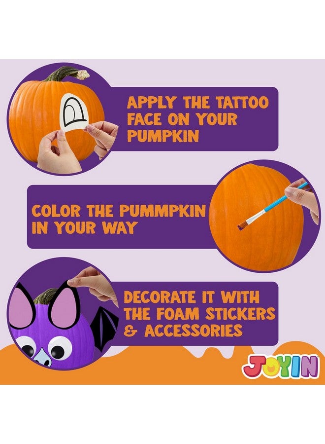 JOYIN مجموعة تزيين اليقطين لعيد الهالوين من كليفر كيتس، مجموعات طلاء عيد الهالوين كهدية للحفلات للأطفال، مستلزمات الحفلات والفنون والحرف، زينة اليقطين الملونة افعلها بنفسك، ألعاب الأنشطة المدرسية - Image 4