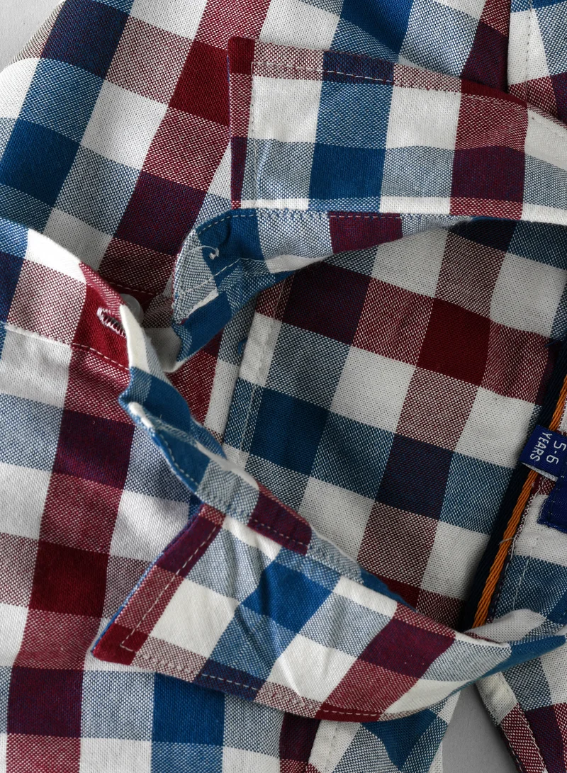 JAM Boys' Burgundy, Blue, and White Checkered Shirt