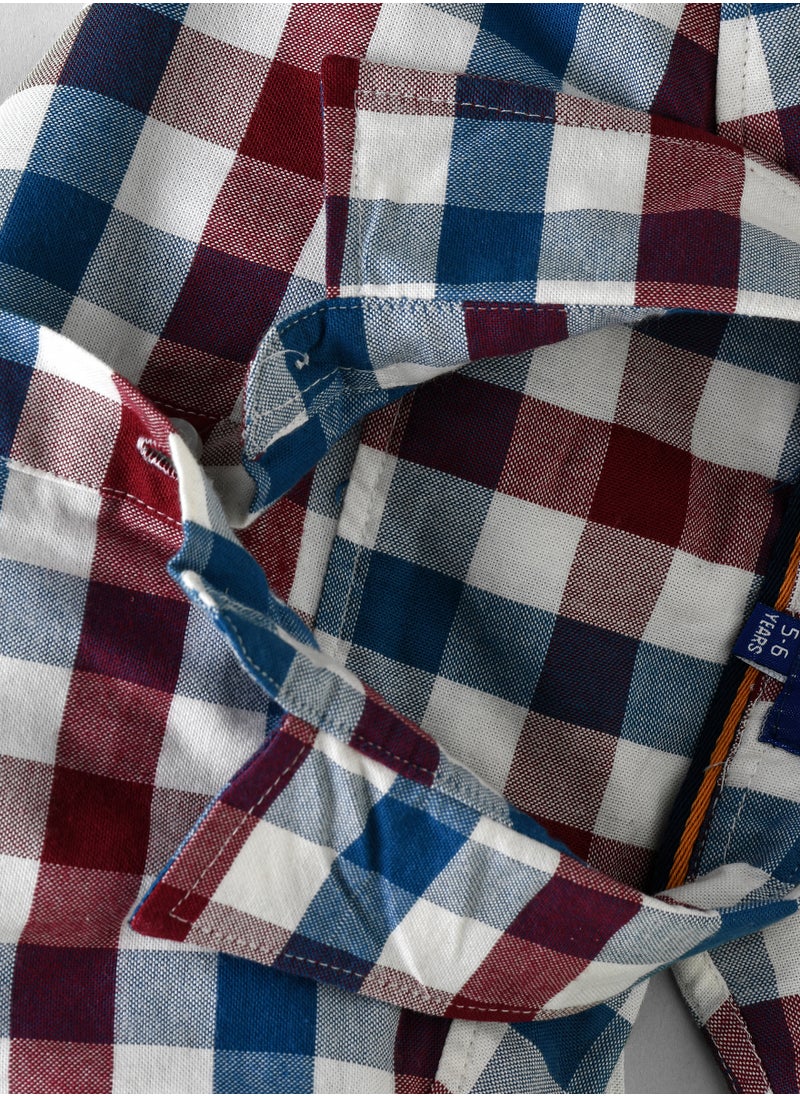 JAM Boys' Burgundy, Blue, and White Checkered Shirt  - Image 4
