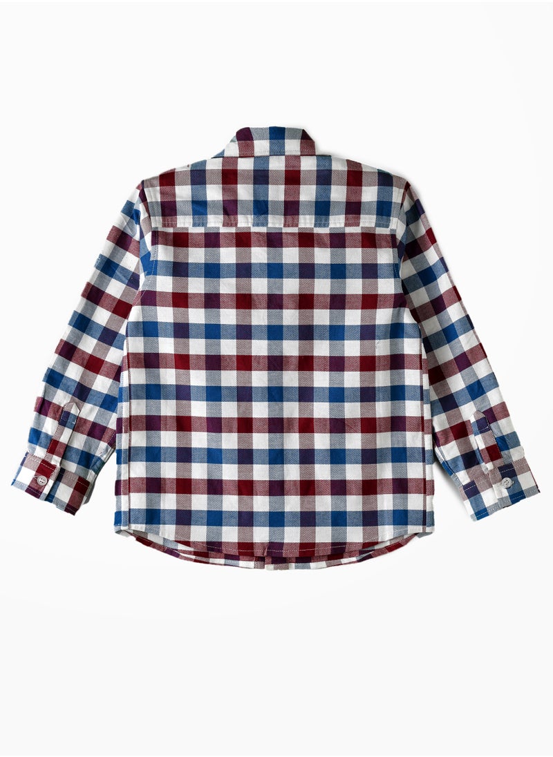JAM Boys' Burgundy, Blue, and White Checkered Shirt  - Image 2