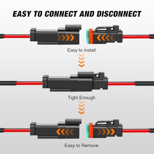Nilight 2 Pin DT Connectors 16AWG 6 Kits Male and Female Electrical Connector Waterproof Plug Play wHeat Shrink Butt Terminals for Automotive Cars Truck Motorcycle Marine Boats - Image 3