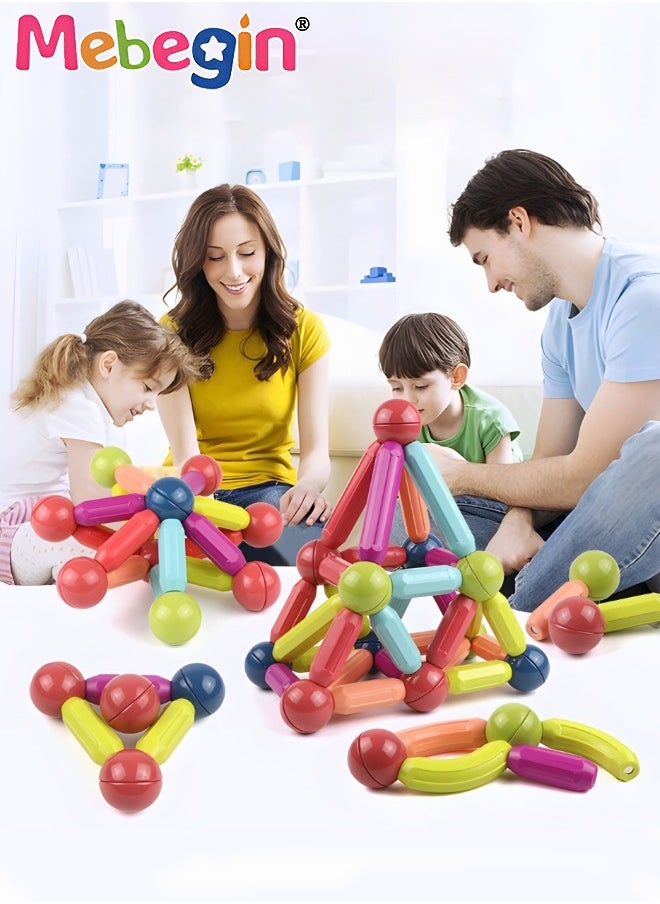 MEBEGIN 64 Piece Magnetic Ball and Rods Set, Magnetic Building Toys, Colorful DIY Building Blocks Sticks, Kids Building Sticks-3D Stacking Construction Toys, Creative Educational Construction Toy, Perfect Teamwork Toys  - Image 4