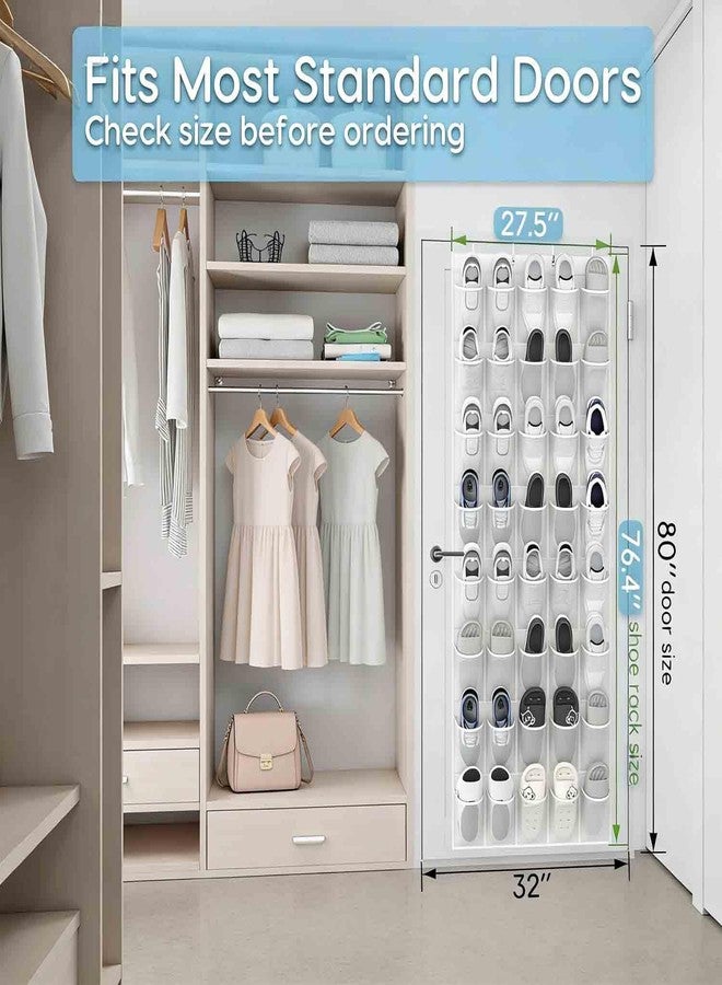 JUNXINSHUN 40 Large Mesh Pocket Over the Door Shoe Organizer,Hanging Shoe Rack for Door,Shoes Organizer Hanger with Large Capacity (black) - Image 2