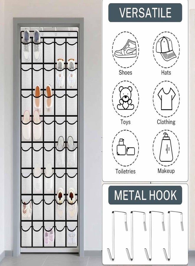 JUNXINSHUN 40 Large Mesh Pocket Over the Door Shoe Organizer,Hanging Shoe Rack for Door,Shoes Organizer Hanger with Large Capacity (black) - Image 5