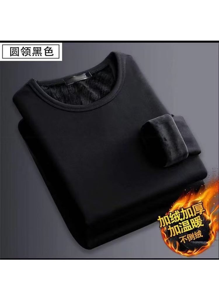 Generic Thermal Velvet Undershirt Mens Fleece Lined Warm Base Layer B01 Black  - Image 1