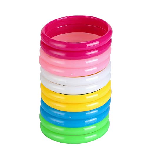 BinaryABC Plastic Bangle Bracelets Candy Color Bracelet Party Favors Pack for Birthday Party 12pcs Adult Size - Image 1