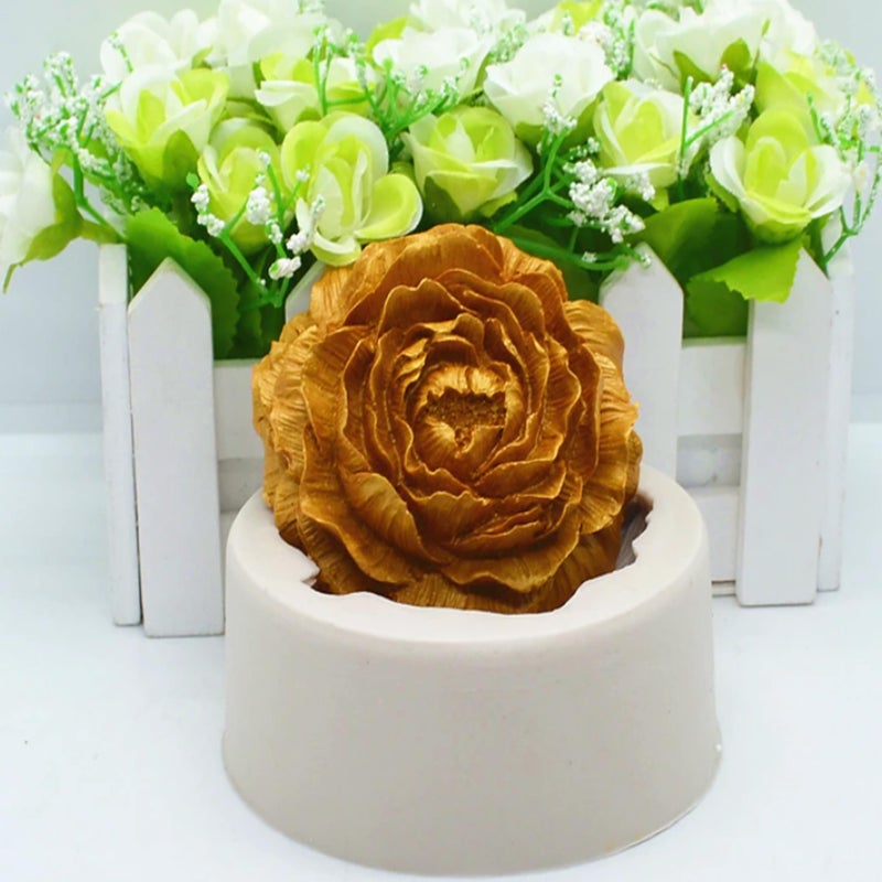 BITSKY INDIA BIG Peony Flower Shape Silicone Candle Mold | 3D DIY Fondant Candle, Soap Mould | Molds for Making Cake Decoration, DIY Handmade soap, Jelly Sugar Chocolate | Bakeware Molds (9.1cm Dia 80 to 85gm candle apx) - Image 5
