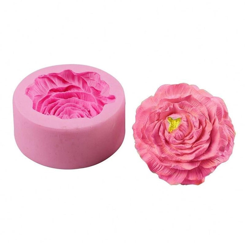 BITSKY INDIA BIG Peony Flower Shape Silicone Candle Mold | 3D DIY Fondant Candle, Soap Mould | Molds for Making Cake Decoration, DIY Handmade soap, Jelly Sugar Chocolate | Bakeware Molds (9.1cm Dia 80 to 85gm candle apx) - Image 3