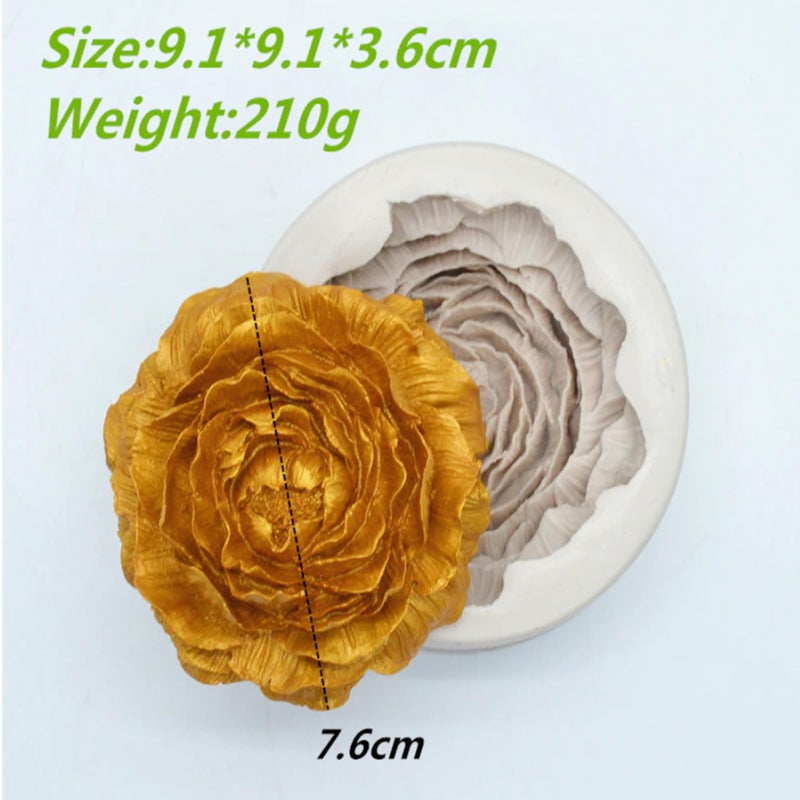 BITSKY INDIA BIG Peony Flower Shape Silicone Candle Mold | 3D DIY Fondant Candle, Soap Mould | Molds for Making Cake Decoration, DIY Handmade soap, Jelly Sugar Chocolate | Bakeware Molds (9.1cm Dia 80 to 85gm candle apx) - Image 2