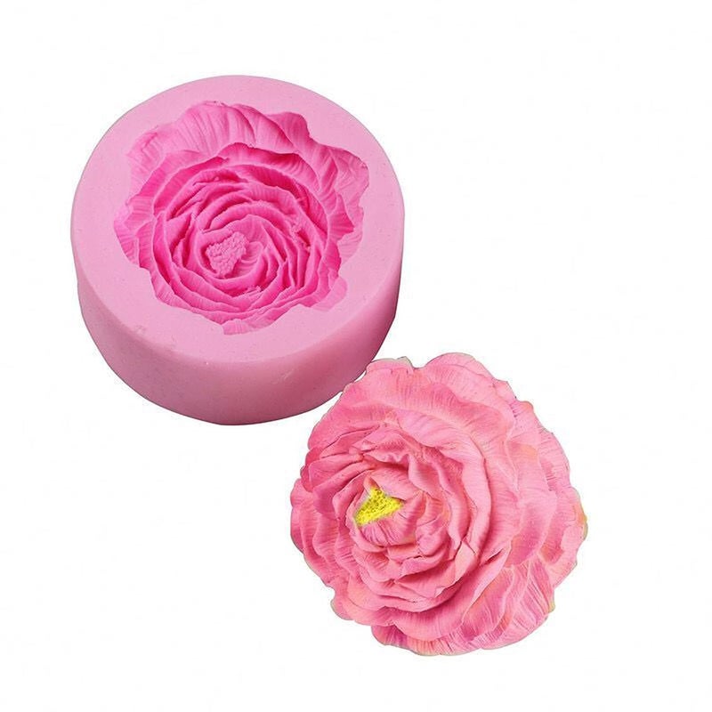 BITSKY INDIA BIG Peony Flower Shape Silicone Candle Mold | 3D DIY Fondant Candle, Soap Mould | Molds for Making Cake Decoration, DIY Handmade soap, Jelly Sugar Chocolate | Bakeware Molds (9.1cm Dia 80 to 85gm candle apx) - Image 1
