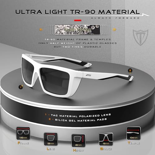 ATTCL Sports Polarized Sunglasses For Men Women Cycling Driving Fishing 100% UV Protection Sunglass (white-Black/not mirrored) - Image 2