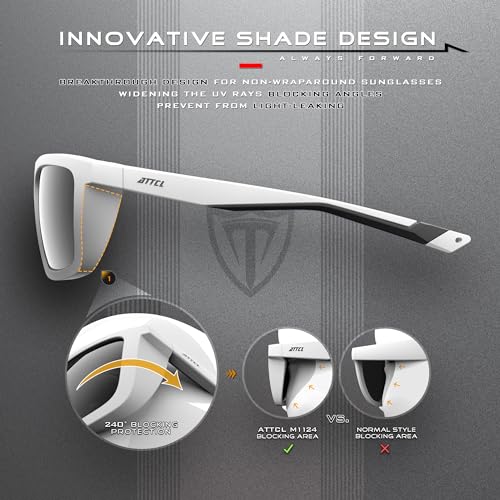 ATTCL Sports Polarized Sunglasses For Men Women Cycling Driving Fishing 100% UV Protection Sunglass (white-Black/not mirrored) - Image 4
