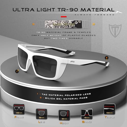 ATTCL Sports Polarized Sunglasses For Men Women Cycling Driving Fishing 100% UV Protection Sunglass (white-Black/not mirrored) - Image 3