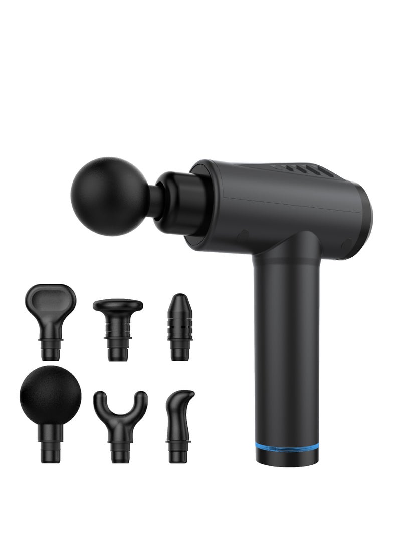 Rechargeable Massage Gun Deep Tissue Silent Muscle Percussion Massager Portable with 6 Massage Heads 9 Speeds Electric Handheld Muscle Fascia for Pain Relief and Relaxation Gift  (Black) - Image 1