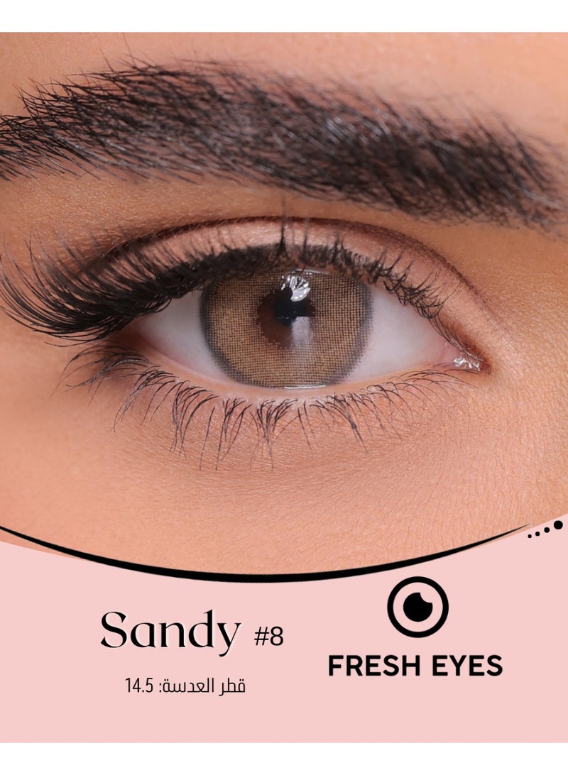 فريش آيز عدسات عيون لاصقة ملونة يومية  للفتيات والسيدات ألوان طبيعية وهادئة توسع العين قطر 14.5 ساندي - Image 1