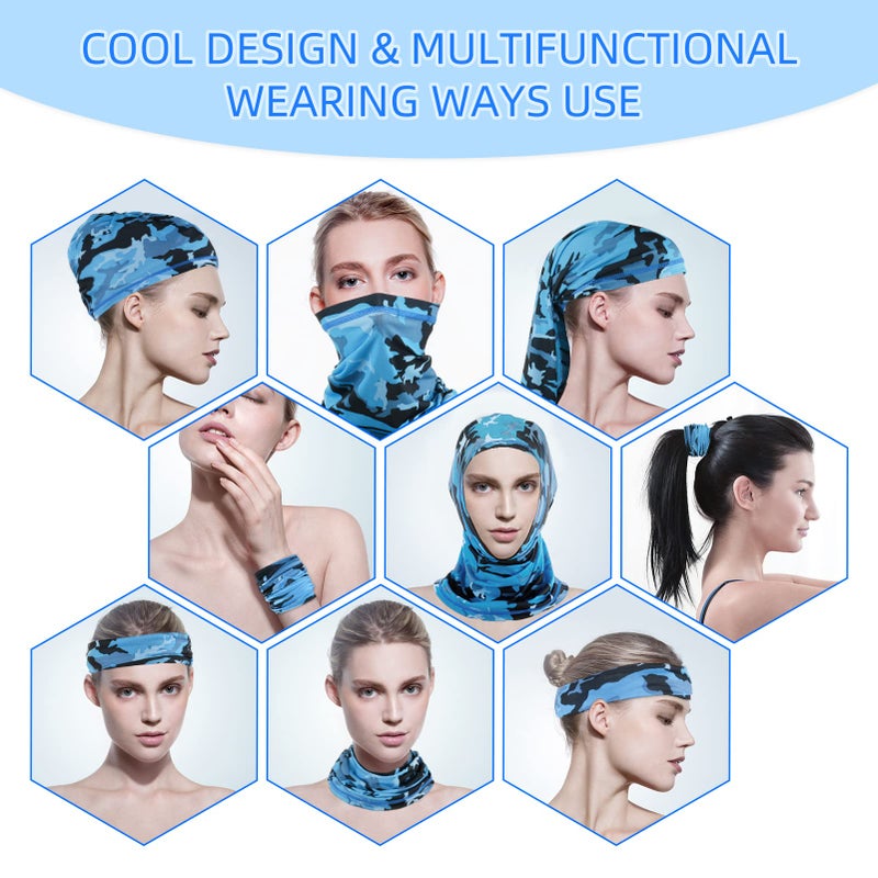 AZORINA 4 Pack Neck Gaiter Face Mask Scarf Masks Bandanas Breathable Outdoor Headwear Balaclavas Cover for Men Women (Black&Blue&Navy&Army Green) - Image 4