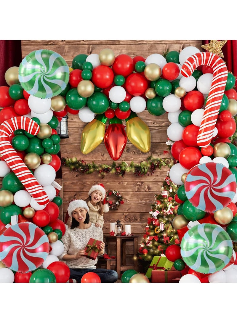 Christmas Balloons Arch Kit,135Pcs Christmas Balloon Garland Arch Kit with Red and Green Latex Balloons,Candy Cane Foil Balloons for Christmas Party Decoration,Xmas Holiday Decor - Image 4