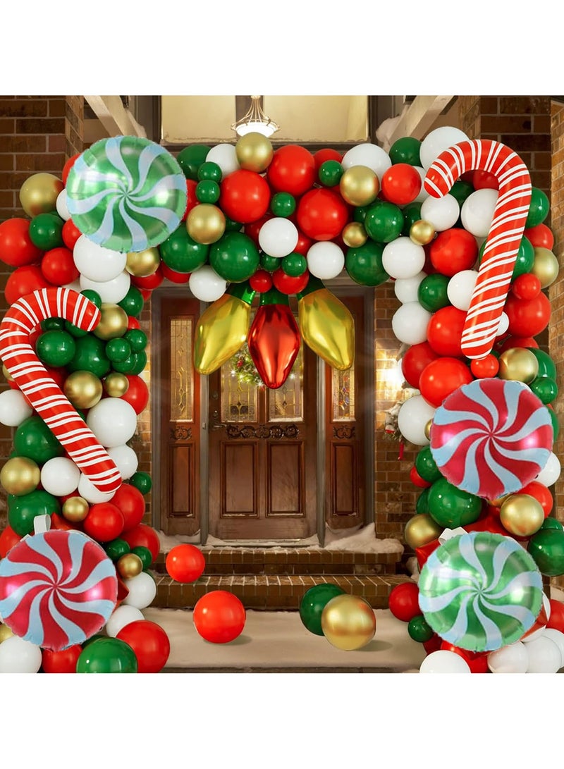 Christmas Balloons Arch Kit,135Pcs Christmas Balloon Garland Arch Kit with Red and Green Latex Balloons,Candy Cane Foil Balloons for Christmas Party Decoration,Xmas Holiday Decor - Image 3