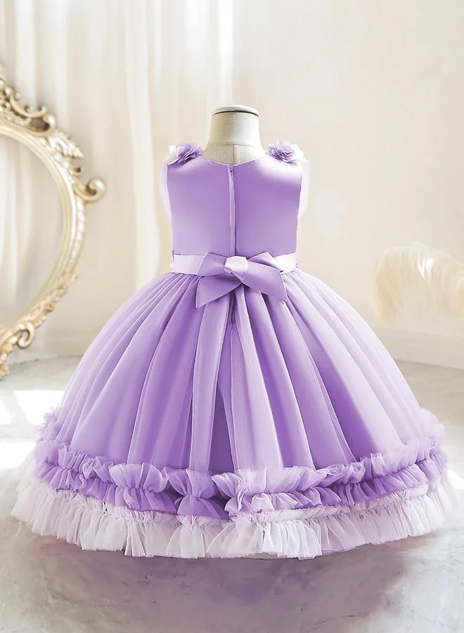 تايك تو فستان حفلات بحافة مكشكشة وتفاصيل زهور وعقدة