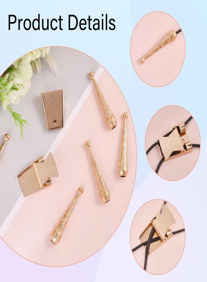 CHGCRAFT 12pcs Bolo Tie Making Accessories Kit with Light Gold Bolo Tie Slides, Sliders, End Caps & Clasps - Image 4
