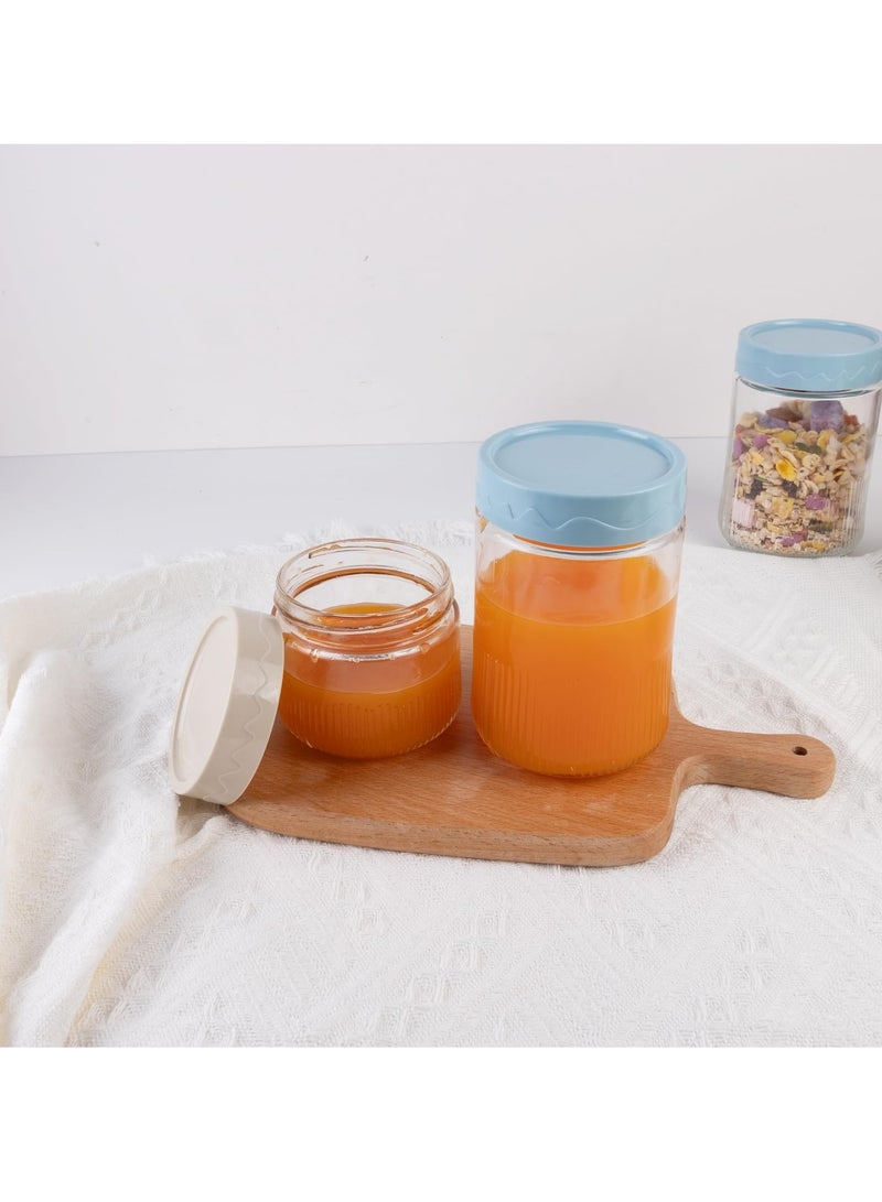 SYOSI 8 oz Glass Food Storage Jars with Airtight Lids, 4 Pack Mason Jars with Screw Lids for Kitchen Oats, Salad, Spice, Candy, Jam, Seasoning, Small Meal Prep Containers - Image 3