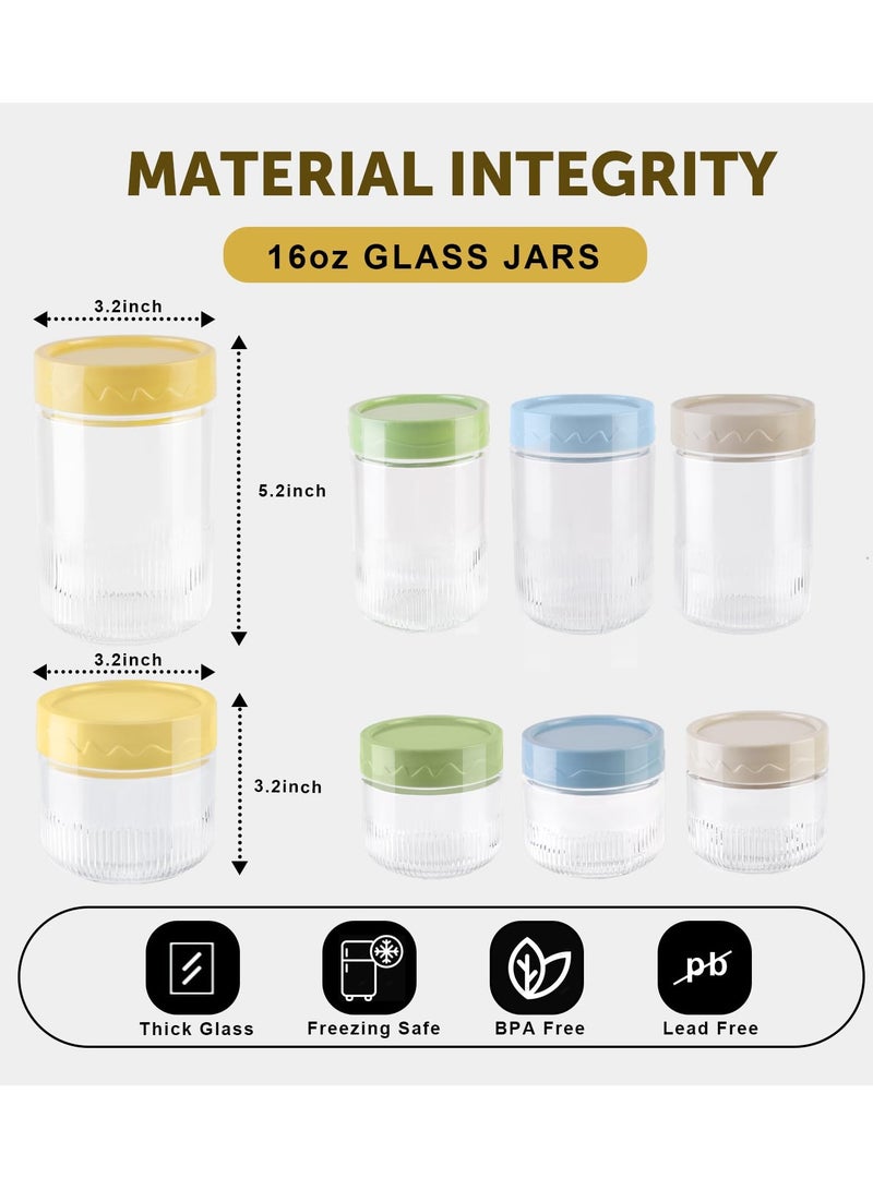 SYOSI 8 oz Glass Food Storage Jars with Airtight Lids, 4 Pack Mason Jars with Screw Lids for Kitchen Oats, Salad, Spice, Candy, Jam, Seasoning, Small Meal Prep Containers - Image 2