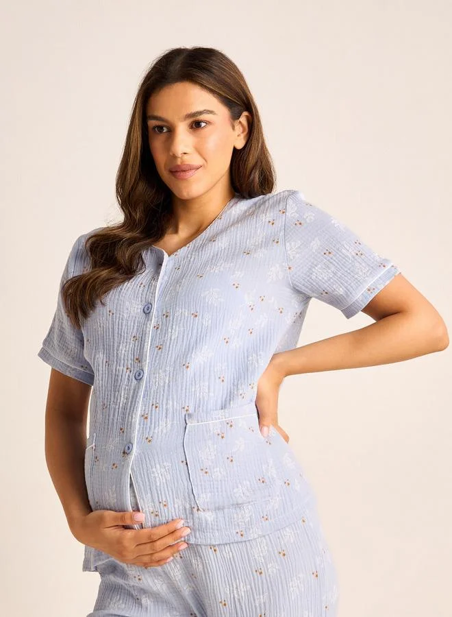 سبلاش فيڤ Printed Maternity Top and Elasticated Pyjama Set