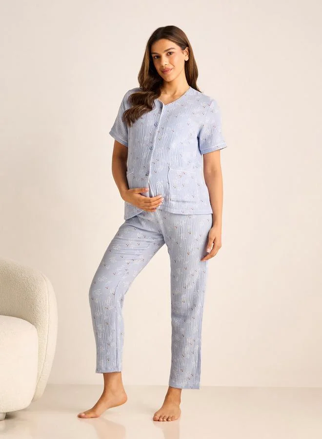 سبلاش فيڤ Printed Maternity Top and Elasticated Pyjama Set