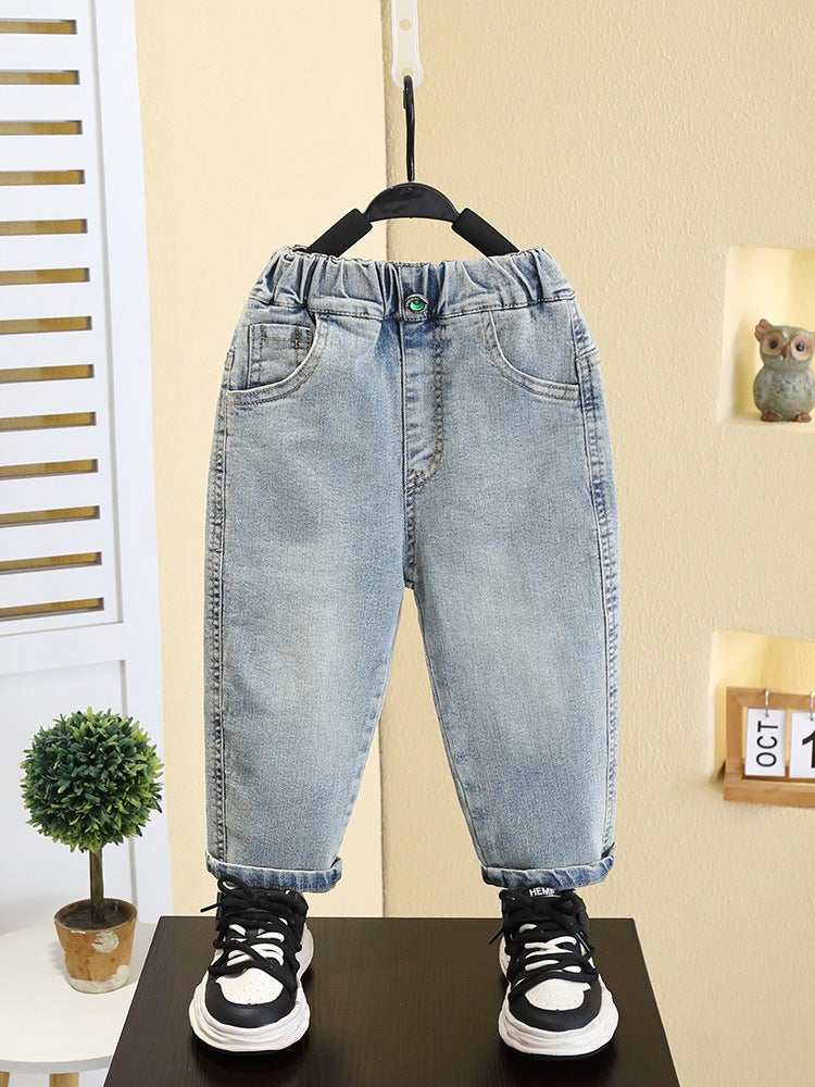 7589 Boys' Cartoon Jeans Trendy Handsome 2025 New Cool Handsome Spring Straight Pants Children'S Pants - Image 3