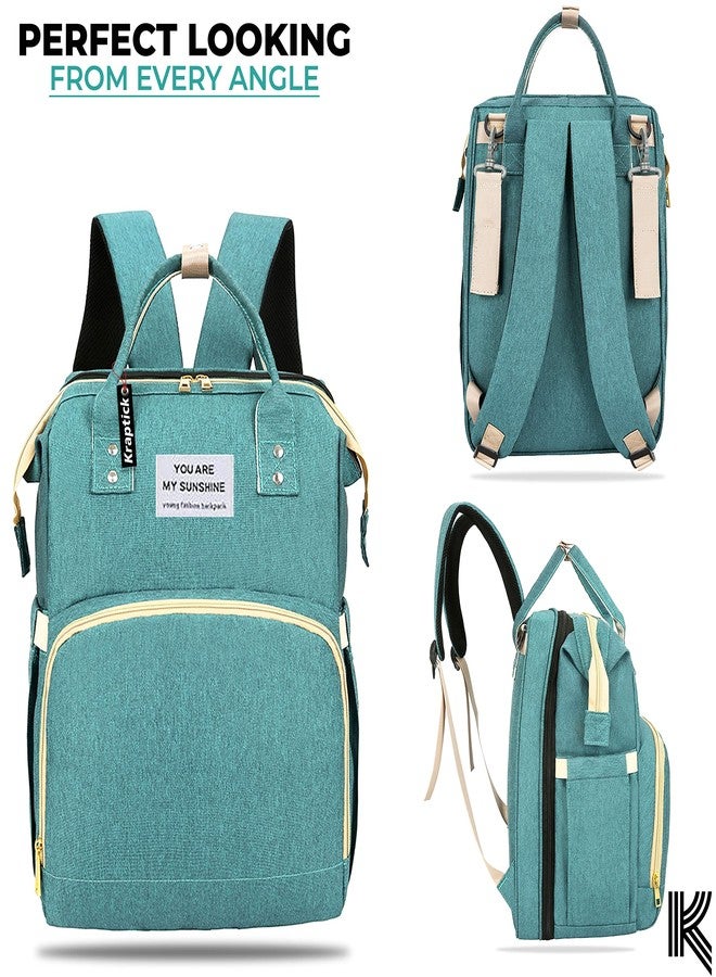 Kraptick Diaper bag backpack, diaper bags for mom for travel, baby diaper bag with changing station, maternity bags for mother and baby, nursing bags for mothers, foldable diaper bag (GREEN) - Image 3