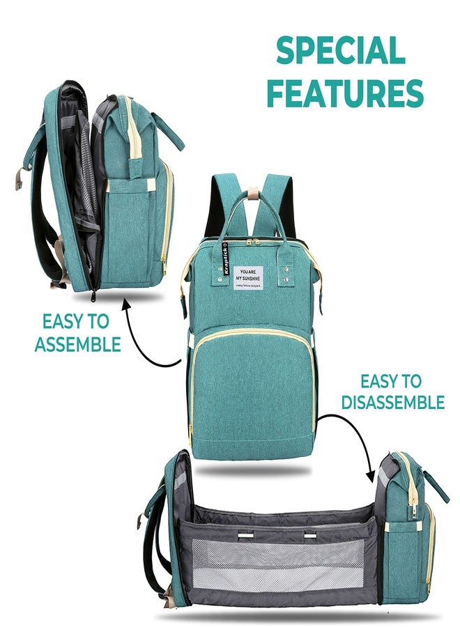 Kraptick Diaper bag backpack, diaper bags for mom for travel, baby diaper bag with changing station, maternity bags for mother and baby, nursing bags for mothers, foldable diaper bag (GREEN) - Image 4