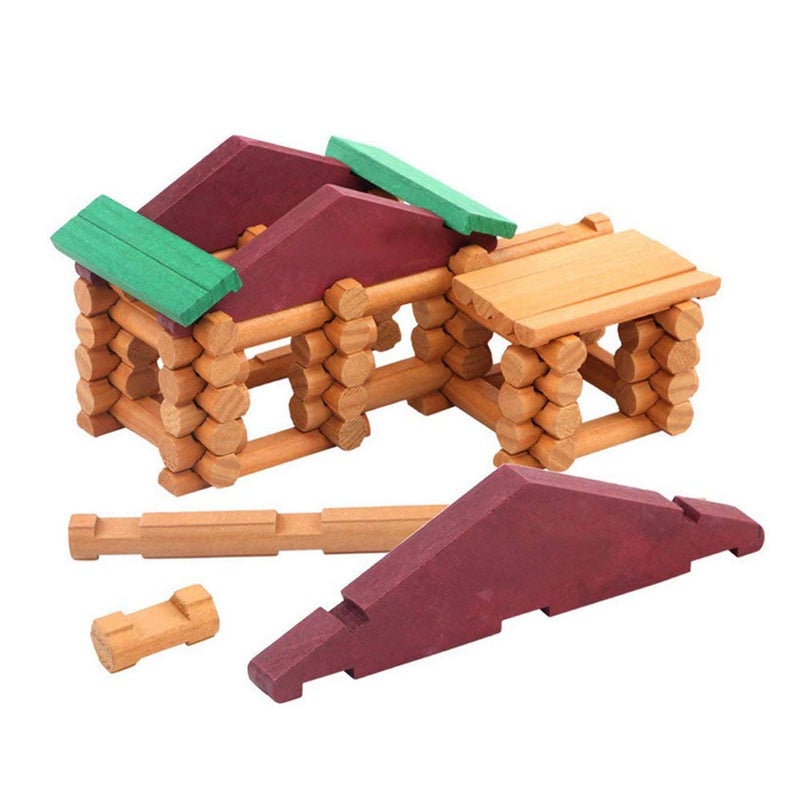 Joqutoys 90 Pcs Wood Building Blocks Toy for Toddlers, Classic Wooden Cabin Log Set Preschool Education Toy, Creative Construction Engineering Educational Toys for 3 4 5 6 Years Boys - Image 4