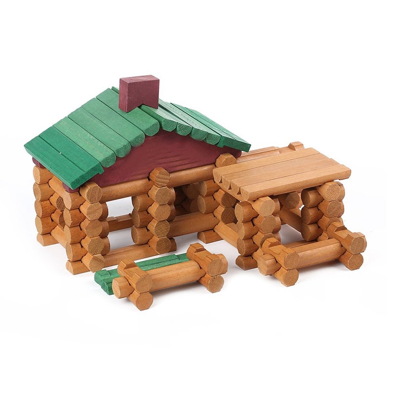 Joqutoys 90 Pcs Wood Building Blocks Toy for Toddlers, Classic Wooden Cabin Log Set Preschool Education Toy, Creative Construction Engineering Educational Toys for 3 4 5 6 Years Boys - Image 1