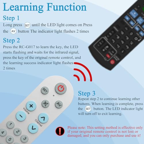 MYHGRC Learning Big Button Universal TV Remote for Elderly/Seniors/Olders(Original Remote Required), with Backlit - Image 4