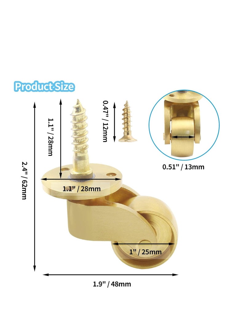 Swivel Caster Wheels, 4 Pcs Universal Stem Casters Brass Castor Heavy Duty 360 Degree Rotation Swivel Wheels Hardware Movable for Furniture Trunk Box Sofa Trolley Chairs Cabinet Be  - Image 2
