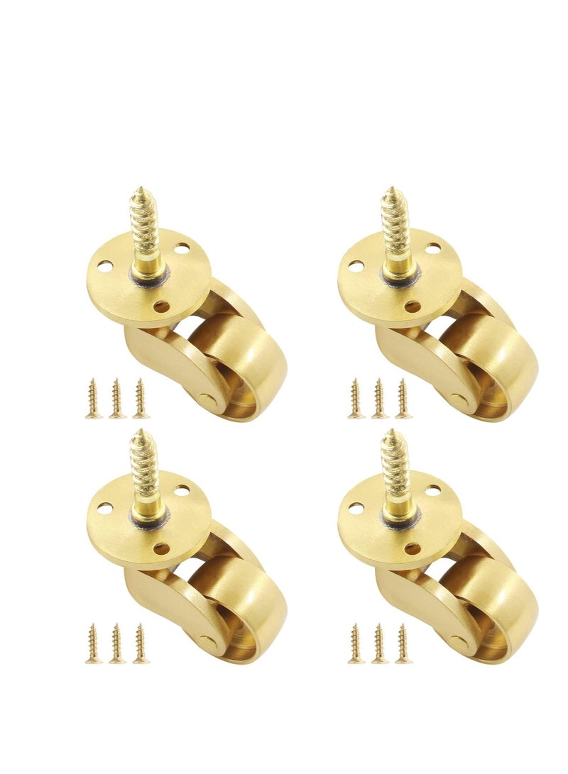 Swivel Caster Wheels, 4 Pcs Universal Stem Casters Brass Castor Heavy Duty 360 Degree Rotation Swivel Wheels Hardware Movable for Furniture Trunk Box Sofa Trolley Chairs Cabinet Be  - Image 1