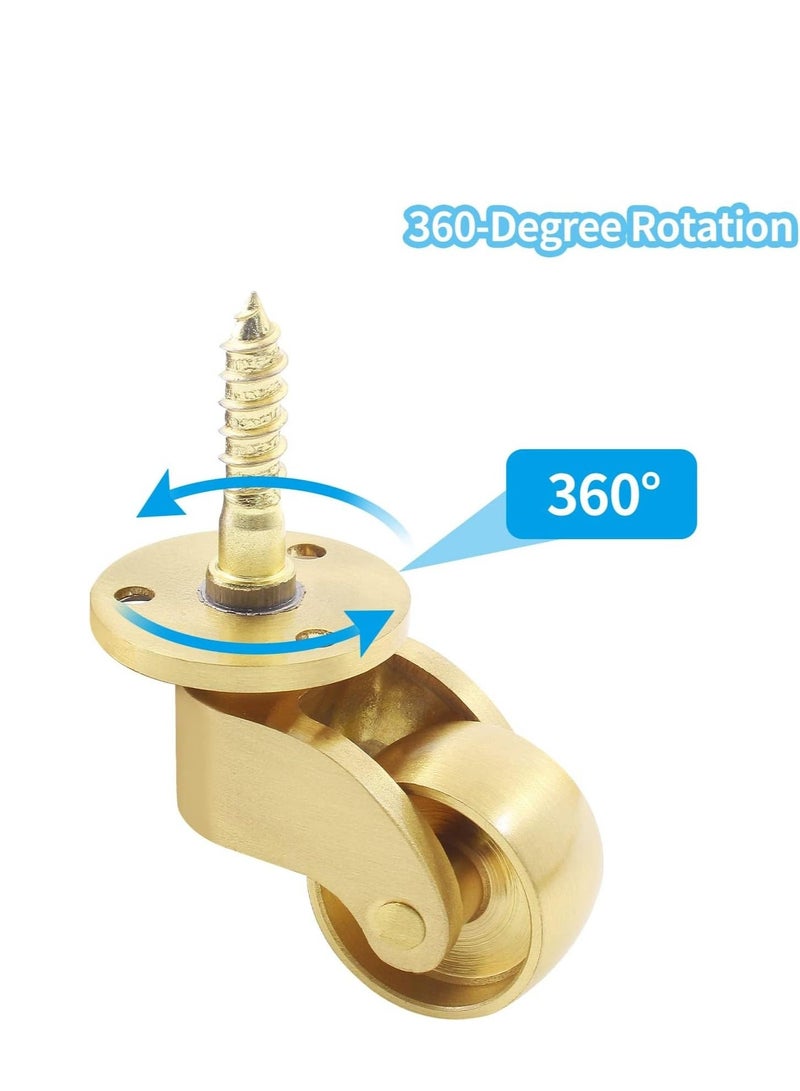 Swivel Caster Wheels, 4 Pcs Universal Stem Casters Brass Castor Heavy Duty 360 Degree Rotation Swivel Wheels Hardware Movable for Furniture Trunk Box Sofa Trolley Chairs Cabinet Be  - Image 3